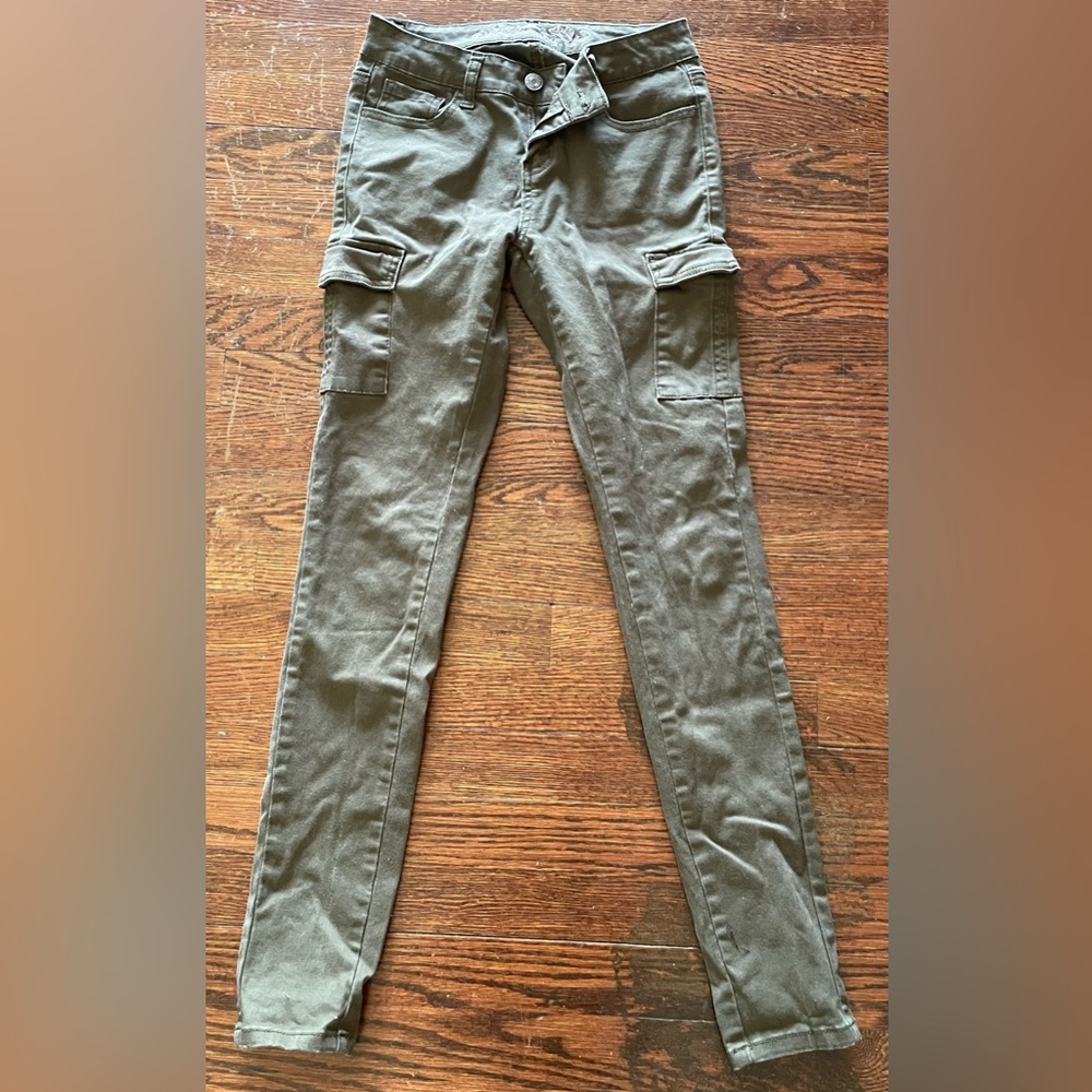 Green Cargo Skinny Leg Pants
